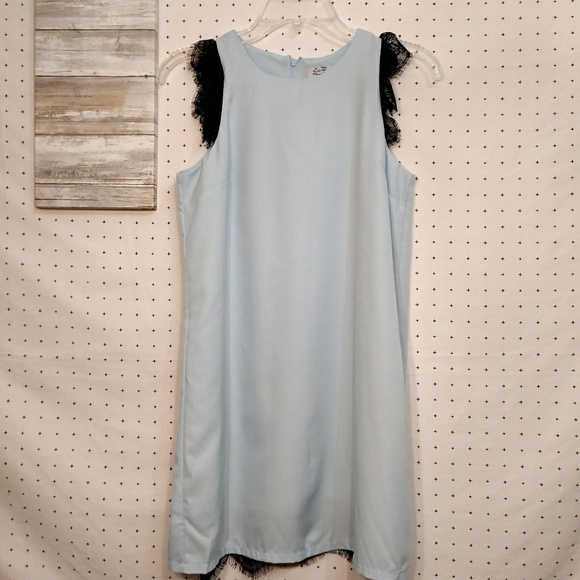 Zara Light Blue Mini Shift Dress sz S - Picture 3 of 8